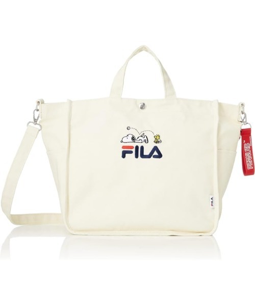 FILA（フィラ）の「FILA×PEANUTS/フィラ×ピーナッツ 2WAY バッグ スヌーピー 綿 キャンバス スナップ釦 ボタン トートバッグ ハンドバッグ ショルダートート（トートバッグ・レディース・ブラック/オフホワイト・FREE）」の16枚目の写真
