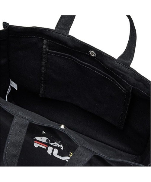 FILA（フィラ）の「FILA×PEANUTS/フィラ×ピーナッツ 2WAY バッグ スヌーピー 綿 キャンバス スナップ釦 ボタン トートバッグ ハンドバッグ ショルダートート（トートバッグ・レディース・ブラック/オフホワイト・FREE）」の20枚目の写真