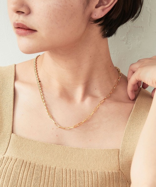PAPILLONNER（パピヨネ）の「PAPILLONNER/パピヨネ/コンビチェーンネックレス（ネックレス・レディース・ゴールド・FREE）」の2枚目の写真