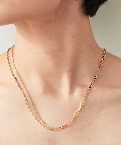 PAPILLONNER（パピヨネ）の「PAPILLONNER/パピヨネ/コンビチェーンネックレス（ネックレス・レディース・ゴールド・FREE）」の3枚目の写真