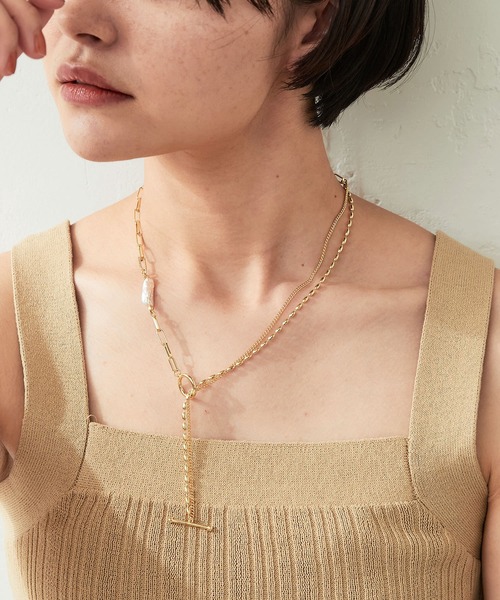 PAPILLONNER（パピヨネ）の「PAPILLONNER/パピヨネ/コンビチェーンネックレス（ネックレス・レディース・ゴールド・FREE）」の4枚目の写真