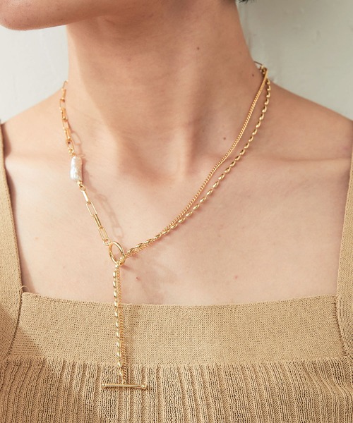 PAPILLONNER（パピヨネ）の「PAPILLONNER/パピヨネ/コンビチェーンネックレス（ネックレス・レディース・ゴールド・FREE）」の5枚目の写真