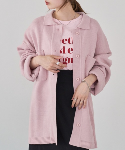 Kastane（カスタネ）の「【2022AWアイテム/WEB限定】衿付きBIGカーディガン（カーディガン/ボレロ・レディース・ホワイト/ピンク/アイボリー・FREE）」の13枚目の写真