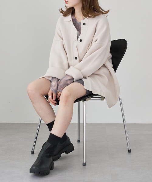 Kastane（カスタネ）の「【2022AWアイテム/WEB限定】衿付きBIGカーディガン（カーディガン/ボレロ・レディース・ホワイト/ピンク/アイボリー・FREE）」の18枚目の写真