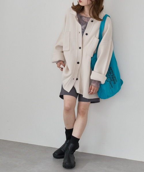 Kastane（カスタネ）の「【2022AWアイテム/WEB限定】衿付きBIGカーディガン（カーディガン/ボレロ・レディース・ホワイト/ピンク/アイボリー・FREE）」の15枚目の写真