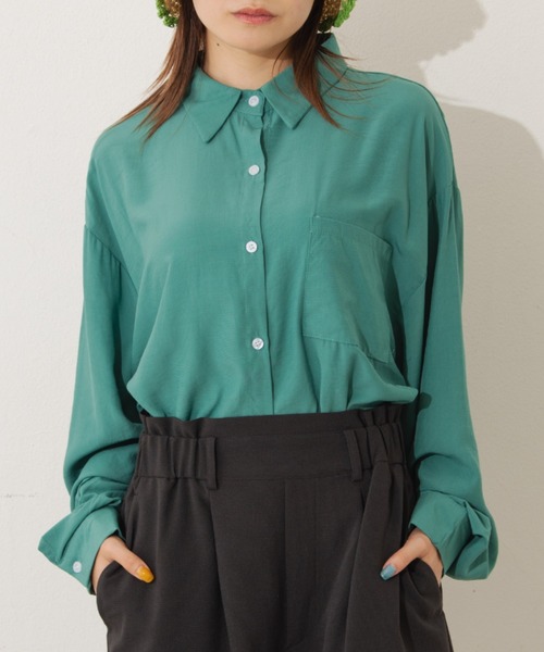 MERLOT（メルロー）の「カラービッグシャツ（シャツ/ブラウス・レディース・ホワイト/ピンク/イエロー/グリーン・FREE）」の13枚目の写真