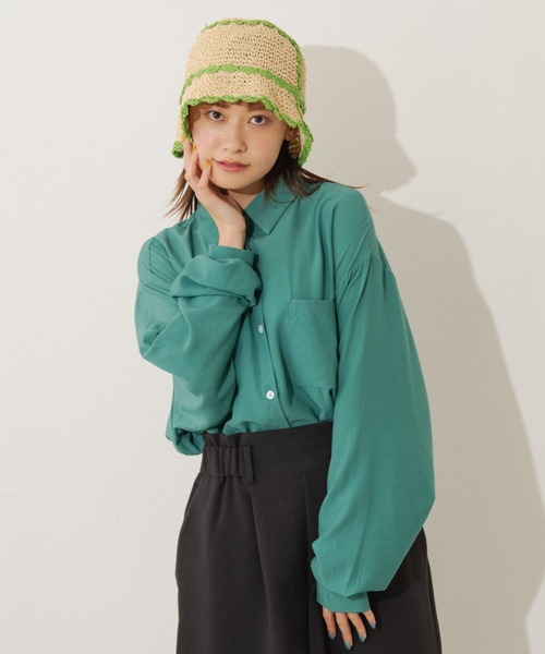 MERLOT（メルロー）の「カラービッグシャツ（シャツ/ブラウス・レディース・ホワイト/ピンク/イエロー/グリーン・FREE）」の14枚目の写真