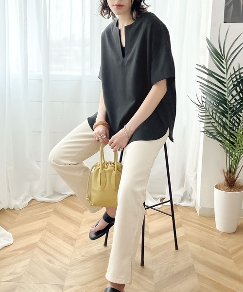 classicalelf（クラシカルエルフ）の「夏のリラックス感。2wayリネンライクトップス（Tシャツ/カットソー・レディース・ブラック/ベージュ/アイボリー・MEDIUM/LARGE/X-LARGE）」の21枚目の写真