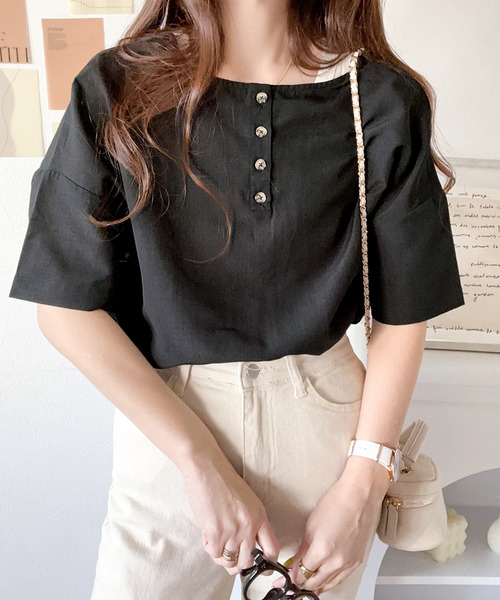 classicalelf（クラシカルエルフ）の「夏のリラックス感。2wayリネンライクトップス（Tシャツ/カットソー・レディース・ブラック/ベージュ/アイボリー・MEDIUM/LARGE/X-LARGE）」の13枚目の写真