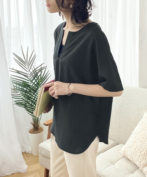 classicalelf（クラシカルエルフ）の「夏のリラックス感。2wayリネンライクトップス（Tシャツ/カットソー・レディース・ブラック/ベージュ/アイボリー・MEDIUM/LARGE/X-LARGE）」の14枚目の写真
