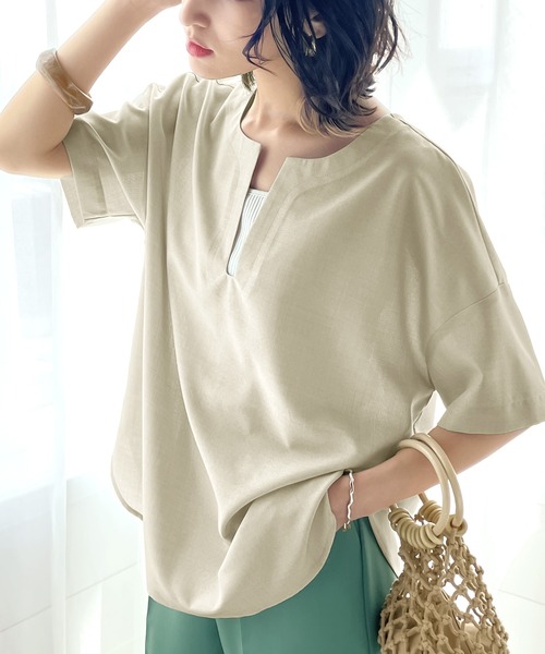 classicalelf（クラシカルエルフ）の「夏のリラックス感。2wayリネンライクトップス（Tシャツ/カットソー・レディース・ブラック/ベージュ/アイボリー・MEDIUM/LARGE/X-LARGE）」の17枚目の写真