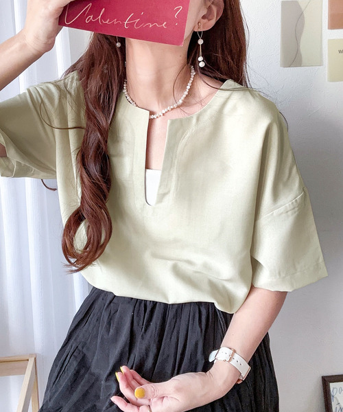 classicalelf（クラシカルエルフ）の「夏のリラックス感。2wayリネンライクトップス（Tシャツ/カットソー・レディース・ブラック/ベージュ/アイボリー・MEDIUM/LARGE/X-LARGE）」の20枚目の写真