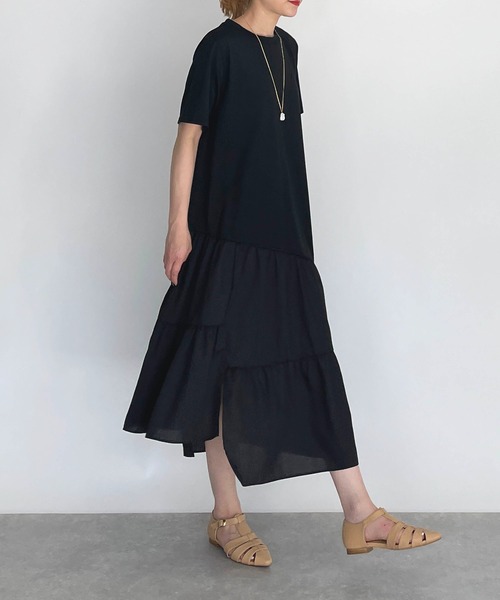 PICCIN(ピッチン)の「アシンメトリー切替えワンピース(ワンピース・レディース・ブラック・M/L)」の1枚目の写真