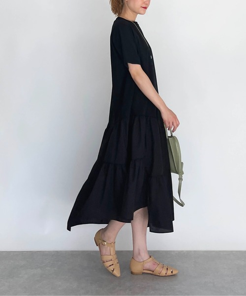 PICCIN(ピッチン)の「アシンメトリー切替えワンピース(ワンピース・レディース・ブラック・M/L)」の4枚目の写真