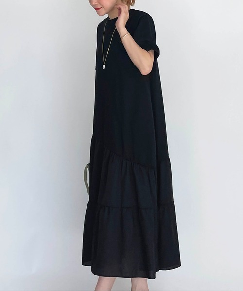 PICCIN(ピッチン)の「アシンメトリー切替えワンピース(ワンピース・レディース・ブラック・M/L)」の9枚目の写真