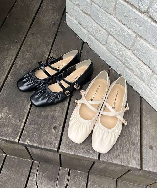 MAJESTIC LEGON（マジェスティックレゴン）の「ダブルストラップパンプス（パンプス・レディース・アイボリー/ブラック・MEDIUM/X-LARGE/LARGE/SMALL）」の7枚目の写真