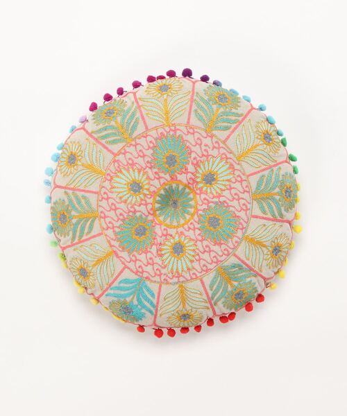 チャイハネ（チャイハネ）の「【チャイハネ】カシュールラウンドクッション（クッション/クッションカバー・レディース・ホワイト/ベージュ/ネイビー/グレー/ピンク/ブルー/レインボー・FREE）」の7枚目の写真