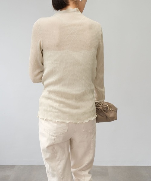 ANDJ(アンドジェイ)の「【2022/AW】楊柳プリーツシアートップス(Tシャツ/カットソー・レディース・ブラック/ブラウン/アイボリー・M)」の20枚目の写真