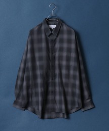 ANPAS | TR Oversize Balloon Sleeve Ombre Check Shirt/TR オーバーサイズ バルーンスリーブ オンブレチェックシャツ(シャツ/ブラウス)