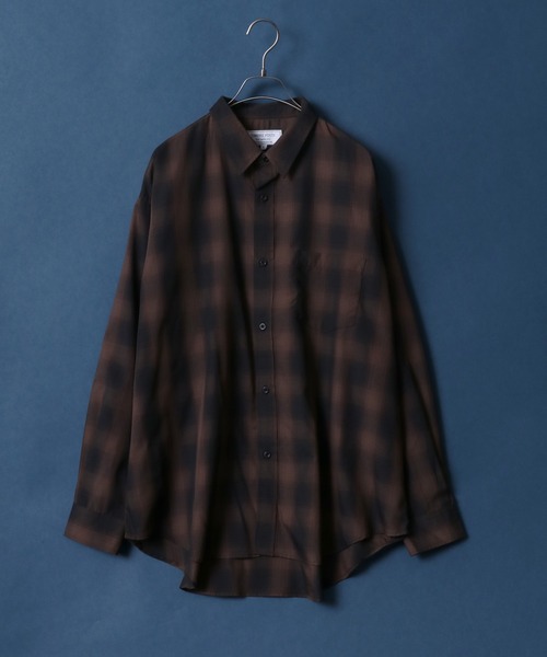 ANPAS（アンパス）の「TR Oversize Balloon Sleeve Ombre Check Shirt/TR オーバーサイズ バルーンスリーブ オンブレチェックシャツ（シャツ/ブラウス・メンズ・ブラック/ブラウン/レッド/ブルー・M/L/LL）」の7枚目の写真