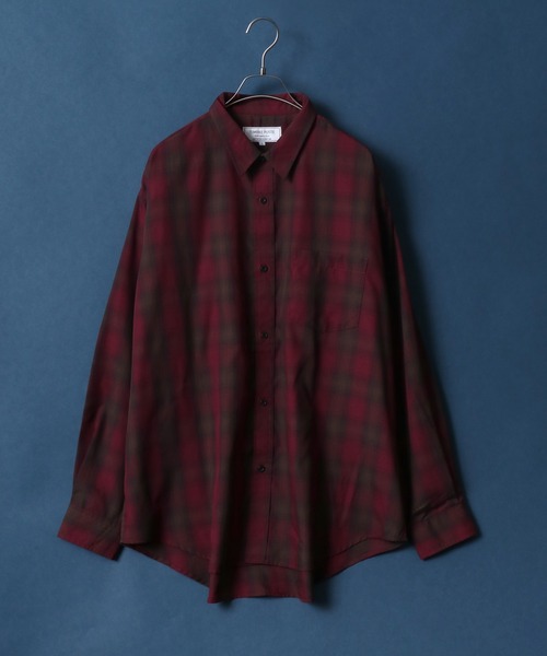 ANPAS（アンパス）の「TR Oversize Balloon Sleeve Ombre Check Shirt/TR オーバーサイズ バルーンスリーブ オンブレチェックシャツ（シャツ/ブラウス・メンズ・ブラック/ブラウン/レッド/ブルー・M/L/LL）」の9枚目の写真