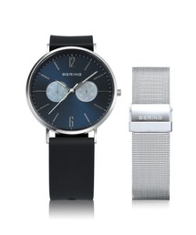 BERING | BERING/ベーリング Unisex Northen Lights2022 14240-002 日本限定500本 シリアルナンバー刻印 ベルト2本付き Black Rubber&Silver Mesh(アナログ腕時計)