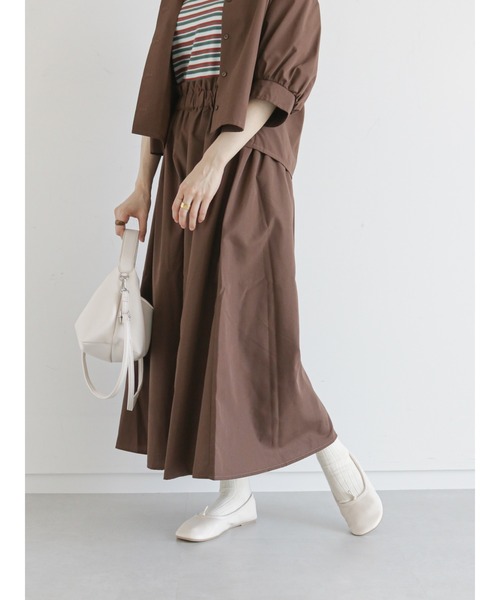 ehka sopo（エヘカソポ）の「タックスカート（セットアップ可）（スカート・レディース・ブラウン/グリーン/ブラック・ﾌﾘ-）」の3枚目の写真