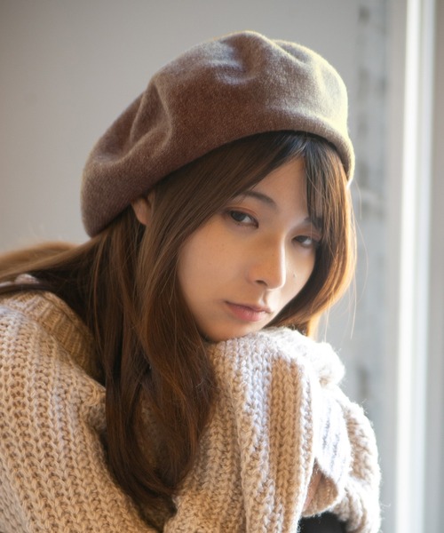 14+（イチヨンプラス）の「国産ウール混ストレッチベレー帽（ハンチング/ベレー帽・レディース・ブラック/ブラウン/グリーン/ワインレッド/グレー/ネイビー/マスタード・FREE）」の4枚目の写真