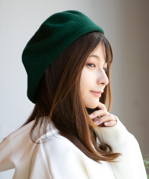 14+（イチヨンプラス）の「国産ウール混ストレッチベレー帽（ハンチング/ベレー帽・レディース・ブラック/ブラウン/グリーン/ワインレッド/グレー/ネイビー/マスタード・FREE）」の5枚目の写真