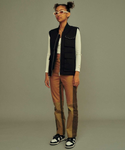 atmos pink（アトモスピンク）の「atmos pink 断ち切り配色パンツ（その他パンツ・レディース・カーキ/インディゴブルー・S/M）」の16枚目の写真