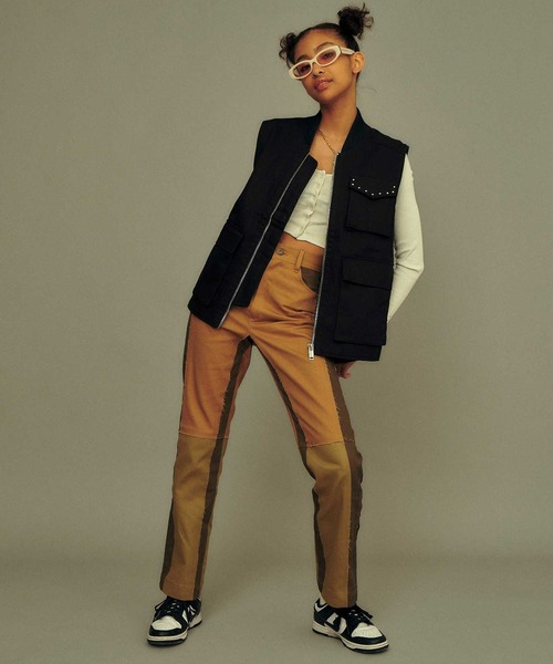 atmos pink（アトモスピンク）の「atmos pink 断ち切り配色パンツ（その他パンツ・レディース・カーキ/インディゴブルー・S/M）」の17枚目の写真