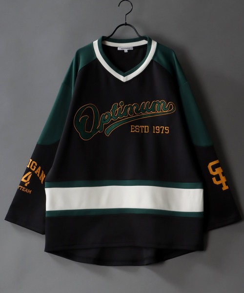 SITRY（シトリー）の「wide silhouette wappen hockey shirt/ワイドシルエット ワッペン ホッケー シャツ（スウェット・メンズ・ホワイト/ブラック/ブルー・M/L）」の5枚目の写真