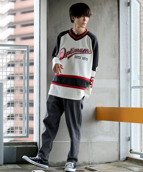 SITRY（シトリー）の「wide silhouette wappen hockey shirt/ワイドシルエット ワッペン ホッケー シャツ（スウェット・メンズ・ホワイト/ブラック/ブルー・M/L）」の11枚目の写真