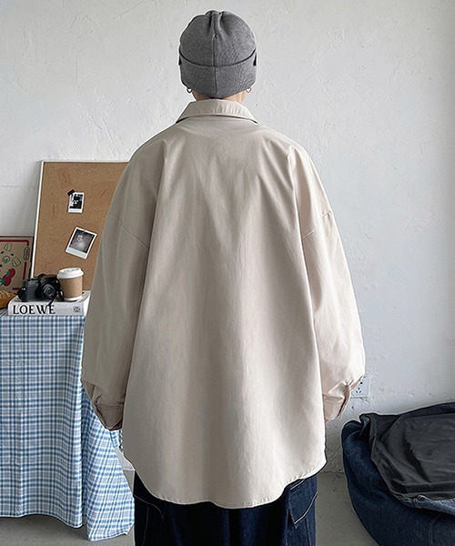 WARAIJOGO(ワライジョウゴ)の「スーパーオーバーサイズ長袖シャツ(NEZ)(シャツ/ブラウス・メンズ・ホワイト/ブラック/ベージュ/グレー/レッド/グリーン・XX-LARGE/LARGE/X-LARGE/MEDIUM)」の12枚目の写真