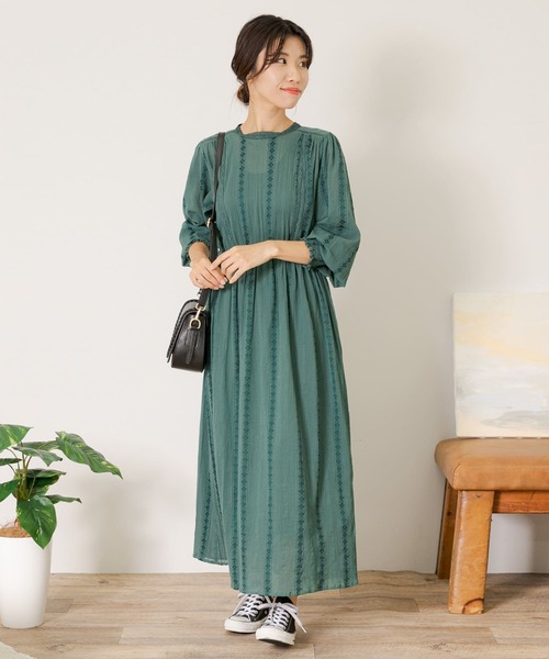 URBAN RESEARCH Sonny Label(アーバンリサーチサニーレーベル)の「レースカラー楊柳ギャザーワンピース(ワンピース・レディース・グリーン/ピンク/ブラック・FREE)」の9枚目の写真