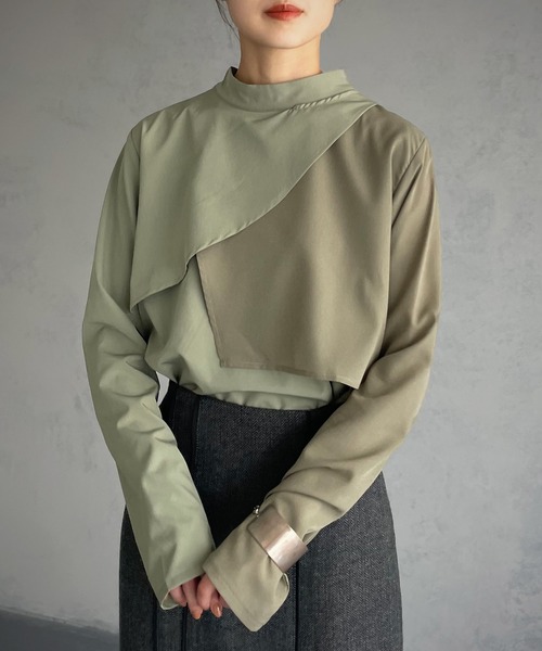 &g'aime（アンジェム）の「【&g’aime】レイヤードブラウス（シャツ/ブラウス・レディース・ブラック/モカ/カーキ・FREE）」の3枚目の写真