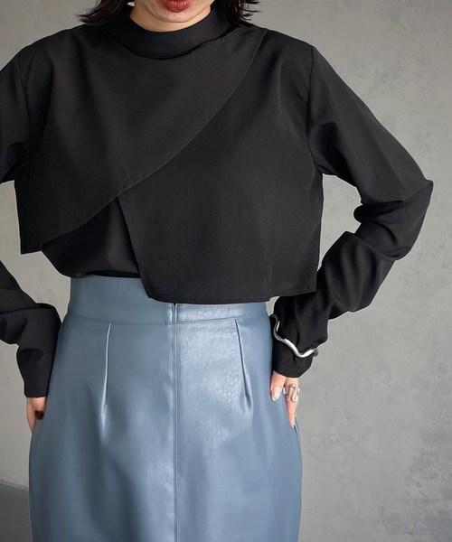 &g'aime（アンジェム）の「【&g’aime】レイヤードブラウス（シャツ/ブラウス・レディース・ブラック/モカ/カーキ・FREE）」の4枚目の写真