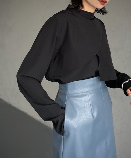 &g'aime（アンジェム）の「【&g’aime】レイヤードブラウス（シャツ/ブラウス・レディース・ブラック/モカ/カーキ・FREE）」の7枚目の写真