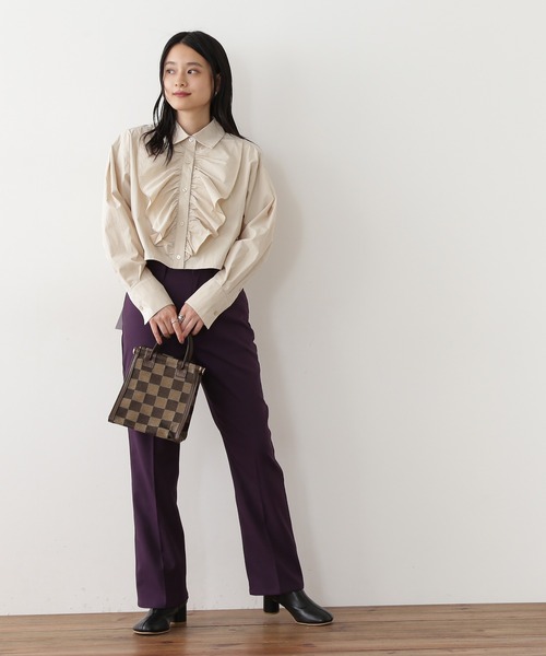 N.（N. Natural Beauty Basic）（エヌエヌナチュラルビューティーベーシック）の「◆クロップドフリルシャツ（シャツ/ブラウス・レディース・クリーム/チェック・MEDIUM）」の3枚目の写真