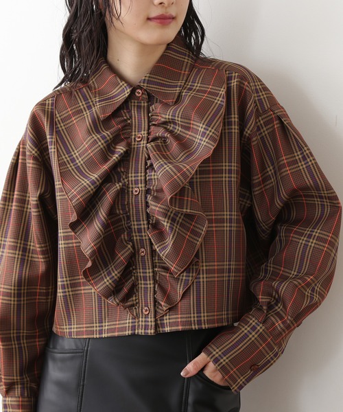 N.（N. Natural Beauty Basic）（エヌエヌナチュラルビューティーベーシック）の「◆クロップドフリルシャツ（シャツ/ブラウス・レディース・クリーム/チェック・MEDIUM）」の9枚目の写真