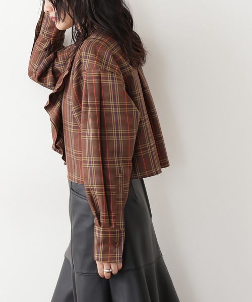 N.（N. Natural Beauty Basic）（エヌエヌナチュラルビューティーベーシック）の「◆クロップドフリルシャツ（シャツ/ブラウス・レディース・クリーム/チェック・MEDIUM）」の7枚目の写真