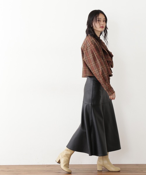 N.（N. Natural Beauty Basic）（エヌエヌナチュラルビューティーベーシック）の「◆クロップドフリルシャツ（シャツ/ブラウス・レディース・クリーム/チェック・MEDIUM）」の6枚目の写真