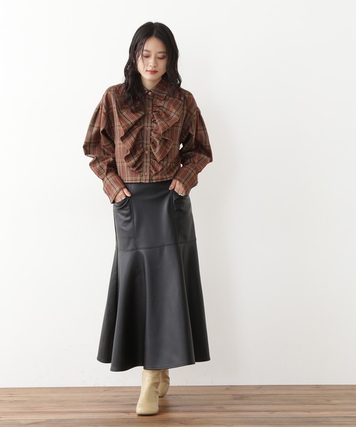 N.（N. Natural Beauty Basic）（エヌエヌナチュラルビューティーベーシック）の「◆クロップドフリルシャツ（シャツ/ブラウス・レディース・クリーム/チェック・MEDIUM）」の5枚目の写真