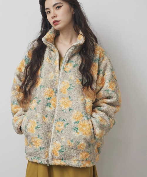 ESCAR（エスカー）の「■ESCAR　2wayフラワーptボアブルゾン（その他アウター・レディース・ターコイズブルー/ベージュ・FREE）」の2枚目の写真