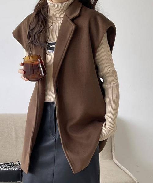 BANNER SELECT(バナーセレクト)の「フレンチミドルトテーラードジャケットジレ(ベスト・レディース・チャコールグレー/ブラック/アイボリー/ブラウン・L/M)」の4枚目の写真