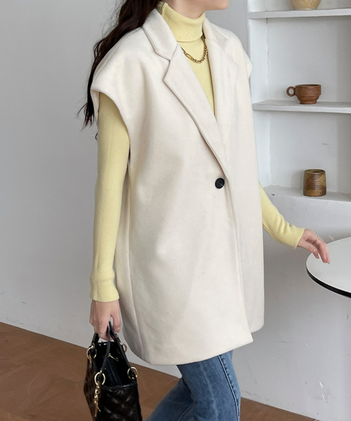 BANNER SELECT(バナーセレクト)の「フレンチミドルトテーラードジャケットジレ(ベスト・レディース・チャコールグレー/ブラック/アイボリー/ブラウン・L/M)」の2枚目の写真