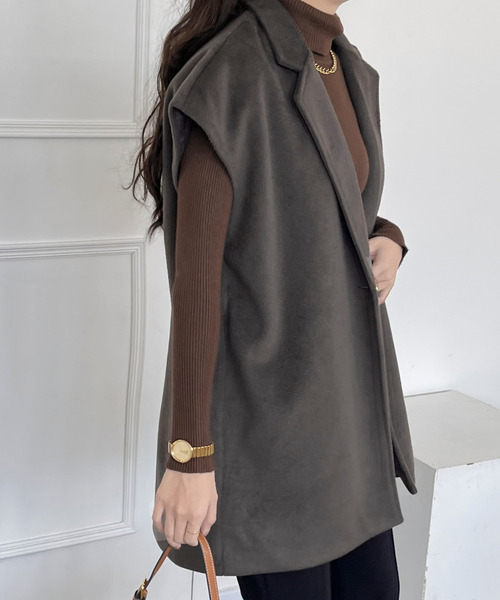 BANNER SELECT(バナーセレクト)の「フレンチミドルトテーラードジャケットジレ(ベスト・レディース・チャコールグレー/ブラック/アイボリー/ブラウン・L/M)」の5枚目の写真