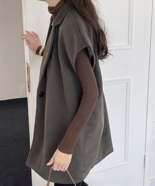 BANNER SELECT(バナーセレクト)の「フレンチミドルトテーラードジャケットジレ(ベスト・レディース・チャコールグレー/ブラック/アイボリー/ブラウン・L/M)」の8枚目の写真