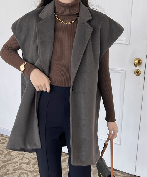 BANNER SELECT(バナーセレクト)の「フレンチミドルトテーラードジャケットジレ(ベスト・レディース・チャコールグレー/ブラック/アイボリー/ブラウン・L/M)」の16枚目の写真