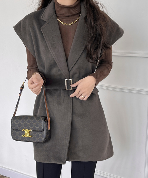 BANNER SELECT(バナーセレクト)の「フレンチミドルトテーラードジャケットジレ(ベスト・レディース・チャコールグレー/ブラック/アイボリー/ブラウン・L/M)」の21枚目の写真